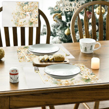 2er-Set Weihnachts-Tischsets aus Kunststoff im Vintage-Stil, abwischbar und waschbar, für festliche Anlässe, Esszimmer, Küche, Partydekoration,