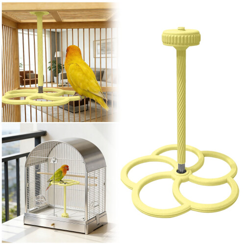 Windmill Bird Perch – Yellow Interactive Spinner for
