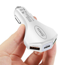Adaptador de cargador rápido USB de 3 puertos para coche, puerto tipo C, compatible con Android e iPhone.