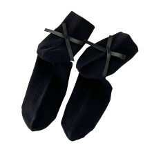 AWZXDE Damesokker med sløyfe, elegant stil, pustende, myke, stablebare sokker for jenter, søtt design, damesokker, svarte