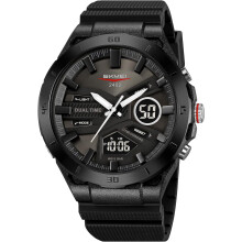 Waterdicht herensporthorloge met dubbel display, multifunctionele chronograaf, week- en datumweergave, analoog en digitaal, voor buitenactiviteiten.