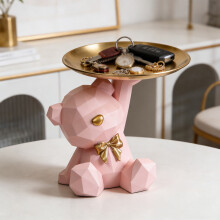 Geometric Bear Storage Tray – Resin Nordic Bear Sculpture for Keys, Lipsticks, Jewelry; Compatible with Entrance & Living Room