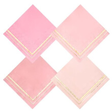 100 serviettes de cocktail roses 3 plis, 12,7 x 12,7 cm, 4 motifs assortis – Serviettes jetables pour bar et fêtes (mariage, baby shower,