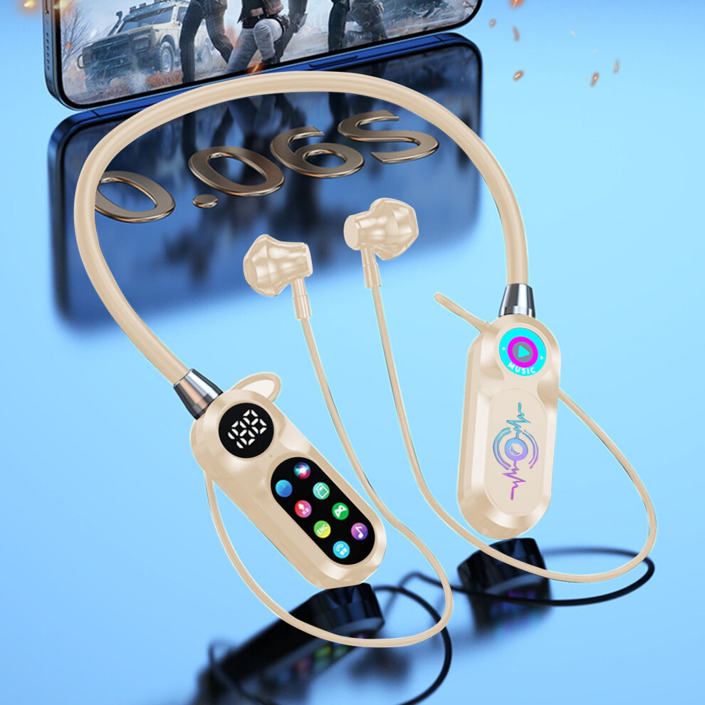 Neck Hanging Bluetooth Earphones, Bt 5.49, Led Screen, 100H Battery, Anc, Karaoke Mode, Card Playback, Low-Latency Gaming Â Compatible With 9193271028345