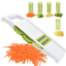 Mandoline 5 en 1 avec lames multiples pour légumes, coupe-légumes et râpe à pommes de terre (blanc).