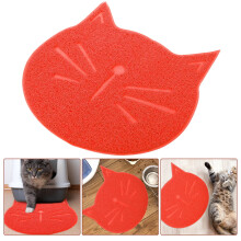 Pattern Cat Food Bowl Mat Pet Placemat Red PVC Material 1 Piece Keeps Floors Clean