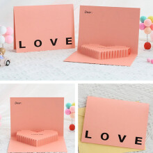 Valentine's Day Pink Heart 3D Greeting Card Gift Valentine's Day Greeting Card Couple Gift