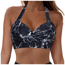 Top de bikini push-up con tiras cruzadas y aros para mujer.