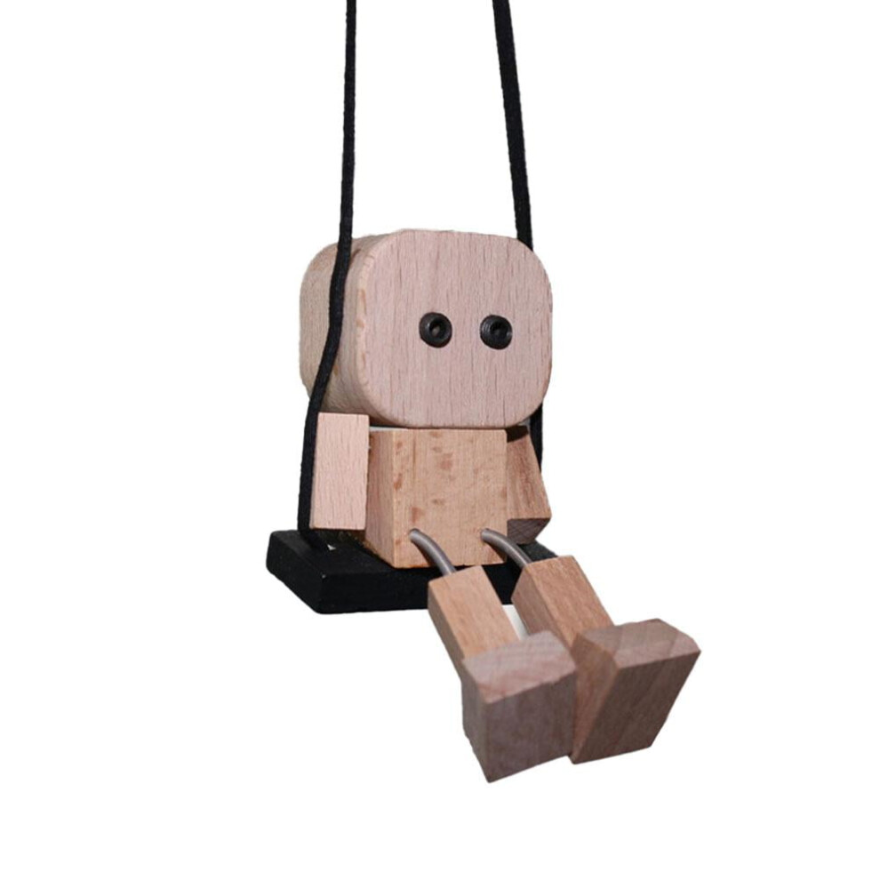 1Pcs Shaking Wooden Man Figurine Funny Bobblehead Car Nerdy Accessories Little Ornaments Dashboard Decor Car Dolls 9327961673366