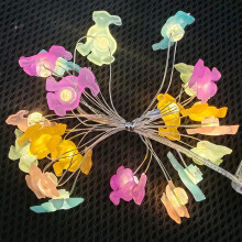 Pekkaxy Easter Bunny LED String Lights, 10ft, 30-LED, Battery Operated, Remote Control, Indoor Decor – Compatible with Easter, Party, Bedroom