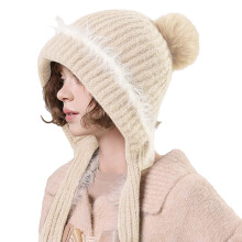 Women Knit Hat Scarf Combo for Women Winter New Style Pullover Outdoor Warm Ear Protection Set Beige One Size