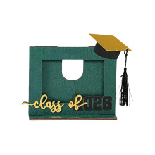 2026 Graduation Photo Frame Ornament – Wooden Desktop Picture Holder, Green Home Decor, Compatible with Graduation Photos