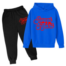 AWZXDE Boys Outfits Hoodie Set Valentine Day Letter Print Hooded Sweatshirt Pants Outfit for Children Beige,4-5 Years