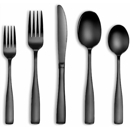 Black Stainless Steel Flatware Set 20-Pc for 4