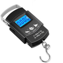 Pekkaxy 110lb/50kg Backlit LCD Fishing Scale with Tape Ruler – Portable Hanging Digital Scale for Fishing, Hunting, Postal, Kitchen (Black)