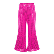 AWZXDE Girls' Hot Pink Sequined Fishtail Pants for Stage, Party & Carnival – Compatible with Stage Performances, 8-9 Years