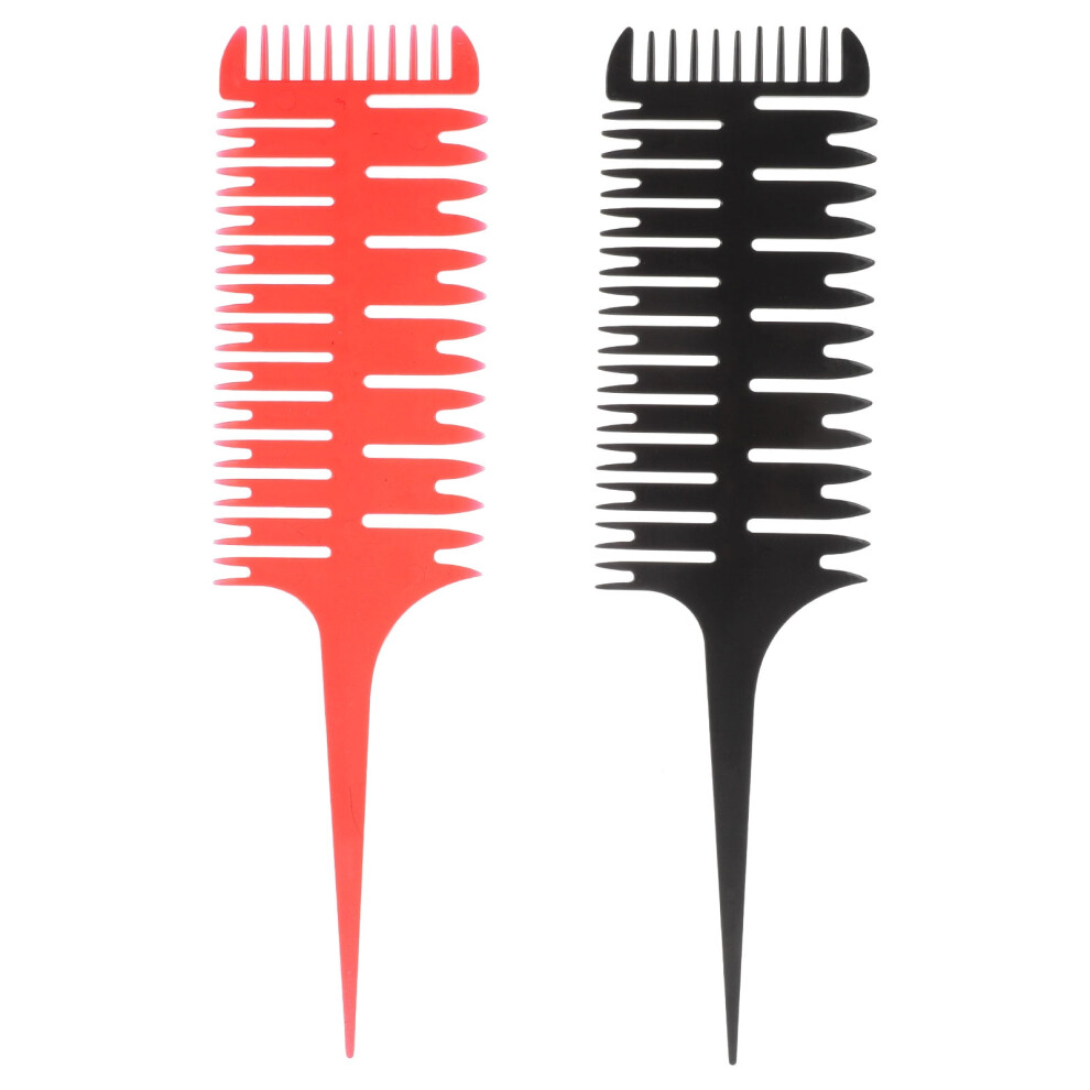 Unisex 2Pcs Hair Comb Set For Highlighting Sectioning And Styling With Fine Plastic Teeth