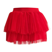 AWZXDE Girls' Pleated A-Line Tutu Skirt – Mesh Princess Dance Skirt, Red, Compatible with 2026 Celebrations