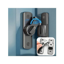 Heavy Duty Security Door Lock Handle, Commercial Residential Grade Safety Latch Lock Adjustable Sliding Bolt 90-180 Black
