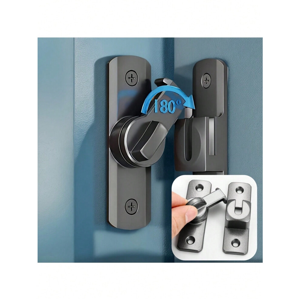 Heavy Duty Security Door Lock Handle, Commercial Residential Grade Safety Latch Lock Adjustable Sliding Bolt 90-180 Black 9353595585034