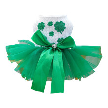 Vestito verde per cani di San Patrizio con papillon e gonna tutù a trifoglio per cani e gatti di piccola taglia – Compatibile con 23x37 cm