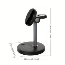 3-in-1 Magnetic Wireless Charger Stand for iPhone 16/15/14/13/12 Pro Max, Apple Watch Series 10/9/8/7/6, AirPods Pro/4/3/2