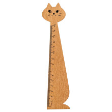 Wooden straight ruler with cat design 30 cm