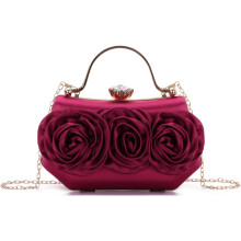 Women's floral evening clutch purse with chain strap