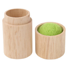 Wooden sewing needle holder with pincushion and lid