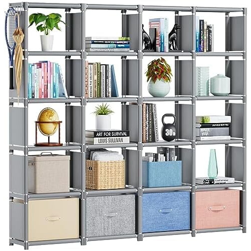 Metal Book Shelf 20-Cube Grey
