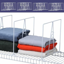 Wire Shelf Dividers, White, No-Tool, Metal, for 12" Deep Wire Shelves, 12" H, 4 Pack – Compatible with ClosetMaid, SimpleHouseware