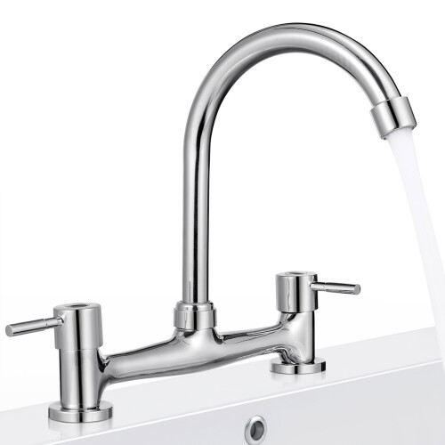 2Robinet Cuisine Double Eau Chaude Froide Métal Argenté 1