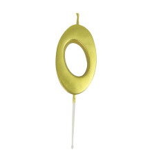 Sunxin 3D Gold Number Candle 0 – Birthday Cake Decoration, Compatible with Standard Candles