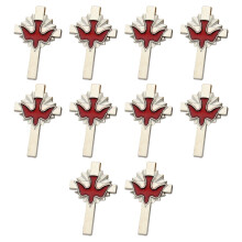 10 bucăți broșă elegantă din aliaj cu pasăre a păcii și detaliu crucifix pentru evenimente formale, închidere sigură cu pini pentru piept,