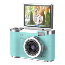 Mintgrønt kompakt digitalkamera med 2,4" vippeskjerm, 1080P HD, 8x zoom, AF, blits og oppladbart batteri