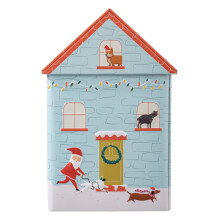 Boîtes à biscuits en métal en forme de maison de Noël avec couvercles, 21,6 x 13,5 cm, boîtes à bonbons vides en fer-blanc pour articles de