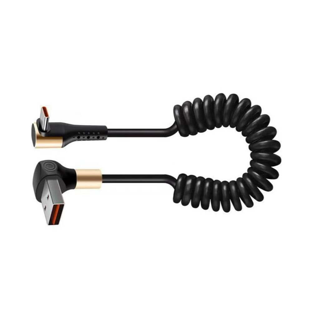 Retractable Spring Type C Charging Cable 66W Quick Charging Angled Head 25Cm Short Cable For Car Travel 9448990612765