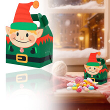 Boîtes de conservation alimentaire, boîte à bonbons de Noël et boîte carrée Père Noël flocon de neige pour gâteau, cadeau créatif pour les
