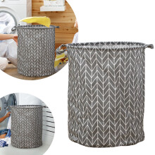Grote opvouwbare wasmand - 50 x 40 cm, katoen-linnen wasmand met handvatten voor badkamer, slaapkamer, studentenkamer of andere opbergruimte.