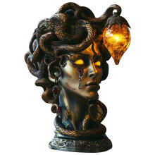 Statue de tête de Méduse, figurine en résine de 20 cm représentant une Gorgone de la mythologie grecque, idéale pour la décoration de la maison