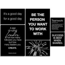 Décoration murale inspirante pour le bureau des femmes – Décoration motivante pour le travail d'équipe, ensemble de 6 toiles en noir et blanc