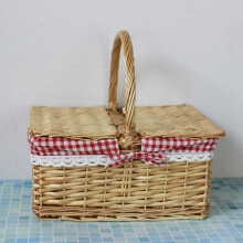 Outdoor Picnic Basket Picnic Rural With Washable Woven Sturdy Wicker Woven Food Storage