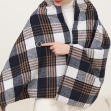 Sciarpa/stola riscaldata – Mantella a quadri con tasche, coperta indossabile senza fili, 3 livelli di calore, morbida e soffice | Compatibile con
