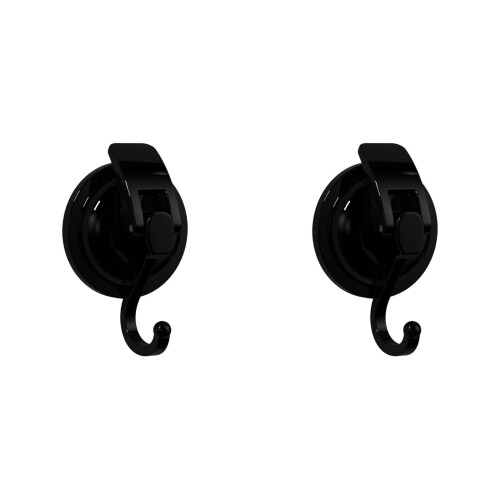 Strong No-Drill Suction Cup Hook Black – Powerful Adhesion for Glass & Mirrors, Durable Plastic, Easy Smooth-Surface Installation