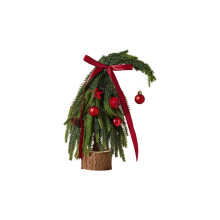 Mini sapin de Noël artificiel avec ruban et décorations – Décoration de table pour les fêtes, compatible avec la maison, le bureau et les fêtes