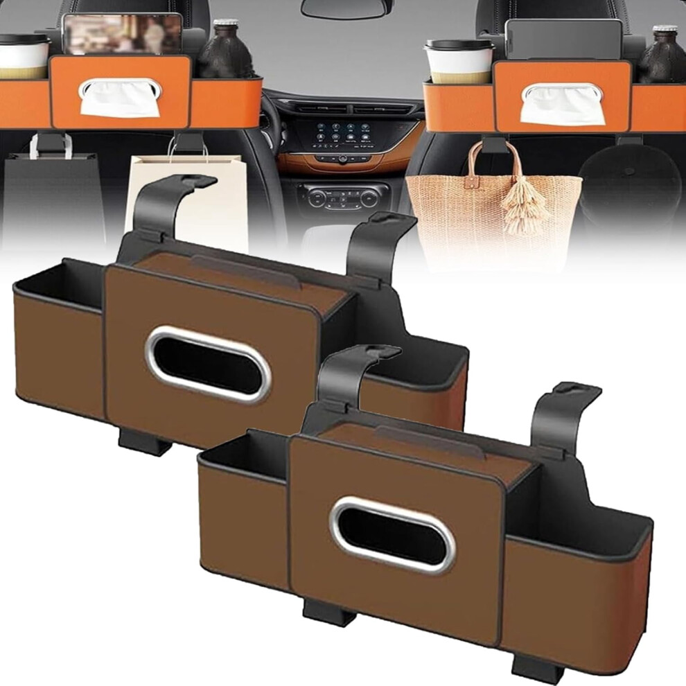 Universal Waterproof Car Seat Back Organizer With Hooks & Cup Holder, Compatible With Most Vehicles (Brown2) 9450273986142