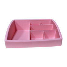 Organisateur de maquillage de bureau multifonctionnel avec séparateur de tiroir – Boîte de rangement cosmétique rose pour chambre, salle de bain
