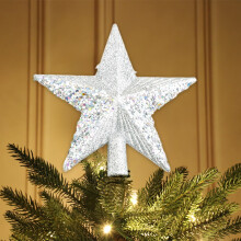 Gold 5-Pointed Star Tree Topper with Red & Gold Sequins – Compatible with Christmas Trees