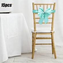 Housses de chaises à coins arrondis sans nœud | Lot de 15 décorations pour dossier de chaise de mariage | Nœuds de chaise en plastique finition