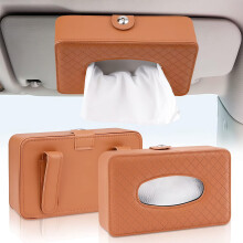 Leather Vehicle Tissue Box Storage with Straps 2PCS